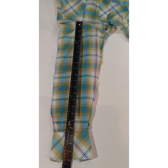 Vintage 70s Pearl Snap Plaid Western Shirt 15.5 Rockabilly Rodeo Cowboy Y2K - Picture 7 of 7